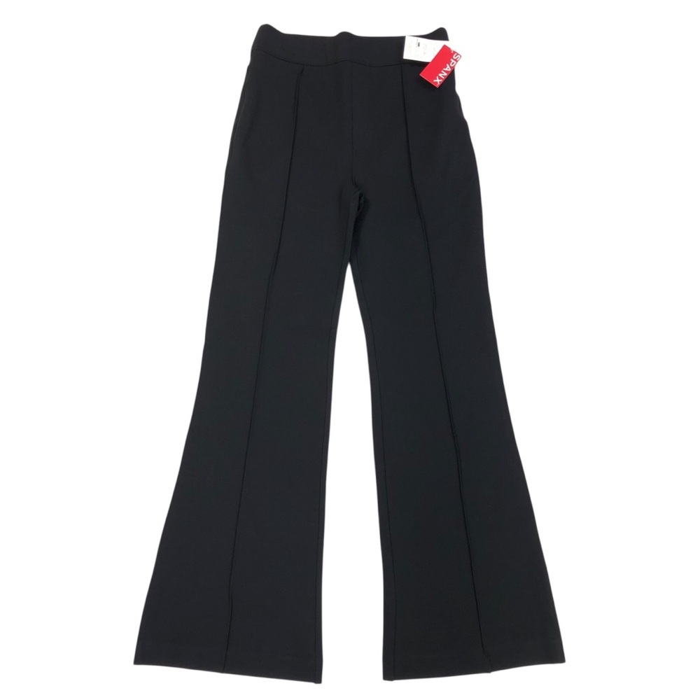SPANX Ponte High Rise Flare Leg Pleated Pants Women's Size L Black 32" Inseam